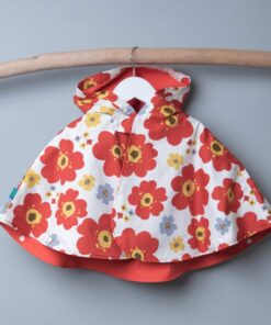 抗風防雨雙面斗篷-訂製 花82vs大紅防水