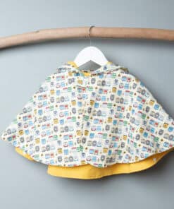 抗風防雨雙面斗篷-訂製 交通13-紗vs黃色防水