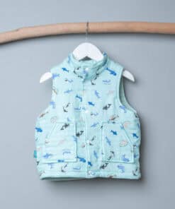 (沒有帽子)保暖高領(雙面)背心-訂製 自然18-紗vs綠色厚棉