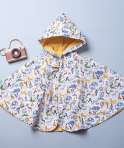 抗風防雨雙面斗篷-訂製 動物37vs黃色防水