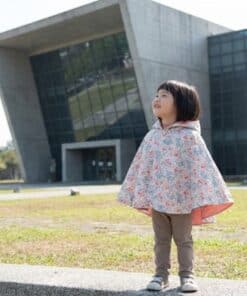 抗風防雨雙面斗篷-訂製 花83vs玫瑰粉