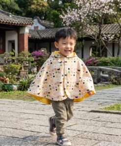 抗風防雨雙面斗篷-訂製 和風41vs黃色防水