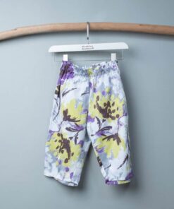 不縮口寬管長褲-訂製 花80