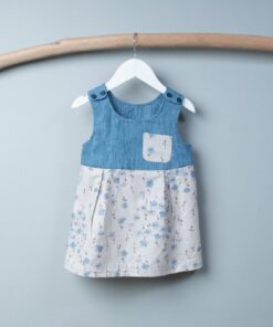 口袋洋裝-訂製 牛仔棉麻vs花69(裙襬與口袋)