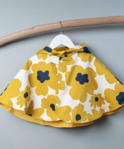 抗風防雨雙面斗篷-訂製 花87vs黃色防水