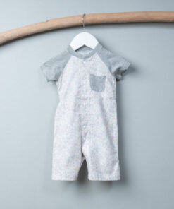 短袖連身包屁衣-現貨 新生兒 紫花 60cm