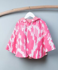 抗風防雨雙面斗篷-訂製 幾何46vs玫瑰粉