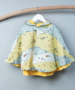 抗風防雨雙面斗篷-訂製 自然40vs黃色