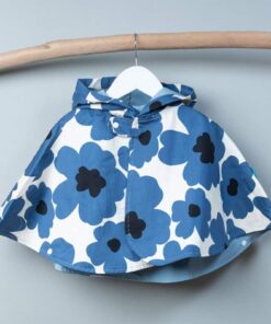 抗風防雨雙面斗篷-訂製 花86vs霧藍