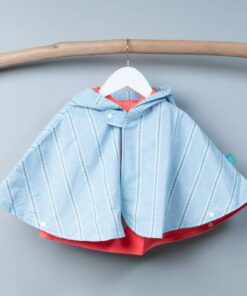 抗風防雨雙面斗篷-訂製 花77vs亮橘紅