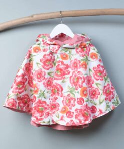 抗風防雨雙面斗篷-訂製 花53vs玫瑰粉