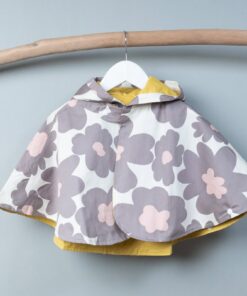 抗風防雨雙面斗篷-訂製 花85vs黃色