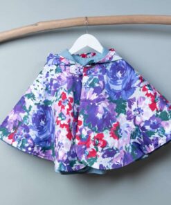 抗風防雨雙面斗篷-訂製 花52vs霧藍防水