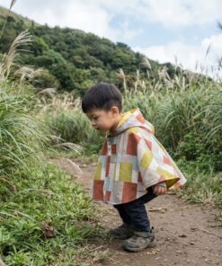 抗風防雨雙面斗篷-訂製 幾何47vs黃色