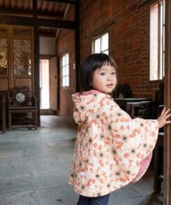 抗風防雨雙面斗篷-訂製 花71vs粉色