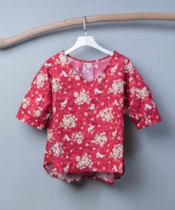 媽媽-無印風泡泡袖上衣-和風45