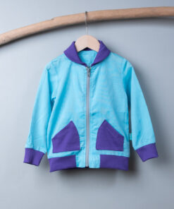 防曬輕外套-微領拉鍊-訂製 衣身水藍vs其他紫色羅紋 貝貝彬