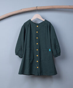 小魔女洋裝(長袖)-訂製 綠色厚麻19
