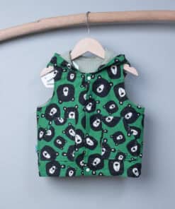 保暖連帽(雙面)背心-訂製 動物43vs綠色鋪棉 北風大熊 節慶