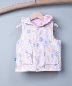 保暖連帽(雙面)背心-訂製 動物36vs粉色鋪棉