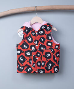 保暖連帽(雙面)背心-訂製 動物44vs粉色鋪棉 北風大熊 節慶