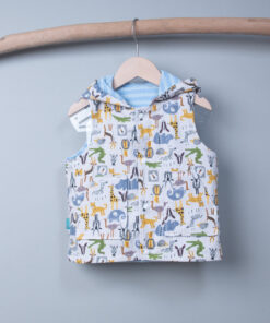 保暖連帽(雙面)背心-訂製 動物37vs藍色鋪棉