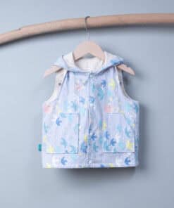 保暖連帽(雙面)背心-訂製 動物35vs黃色鋪棉