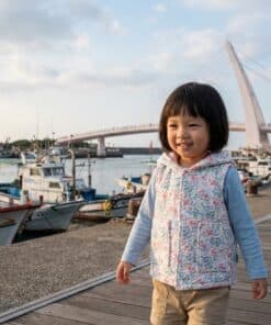 保暖連帽(雙面)背心-訂製 花83vs粉色鋪棉