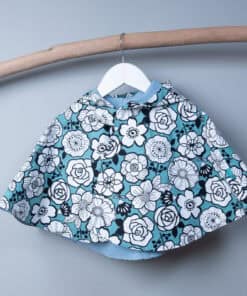 抗風防雨雙面斗篷-訂製 花90vs霧藍防水