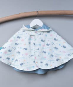 抗風防雨雙面斗篷-訂製 動物39vs霧藍防水